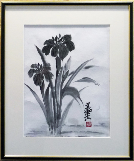 27「花菖蒲」 F6　高橋美津江　鳶尾墨彰会