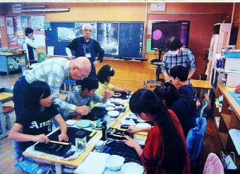 相模原市夢の丘小学校　学童水墨画教室　情景
