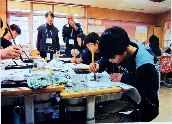 相模原市夢の丘小学校　学童水墨画教室　情景
