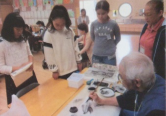 相模原市夢の丘小学校　学童水墨画教室　情景