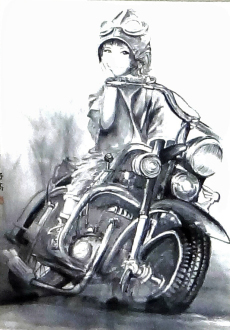11　「お茶目なライダー」　F30　2,009　第23回現代日墨展　北区長賞受賞